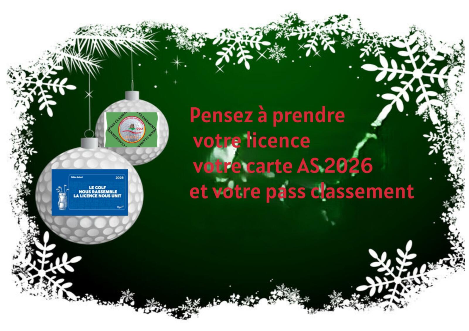 Licence, Carte AS et Pass Classement 2026